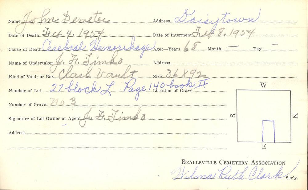 burial card